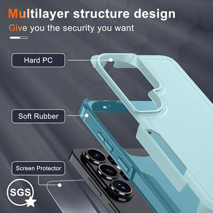 for Samsung Galaxy S26 Ultra Case with Screen Protector+Camera Lens Cover,Military Grade Heavy Duty Shockproof Phone Cover with Wrist Lanyard Strap for Samsung S26Ultra,Mint Green