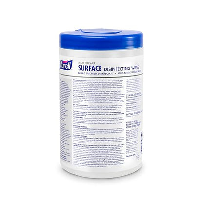 PURELL Healthcare Surface Disinfecting Wipes, 110 Count Canister, 7”x 10” Wipes (Pack of 6) – 9340-06