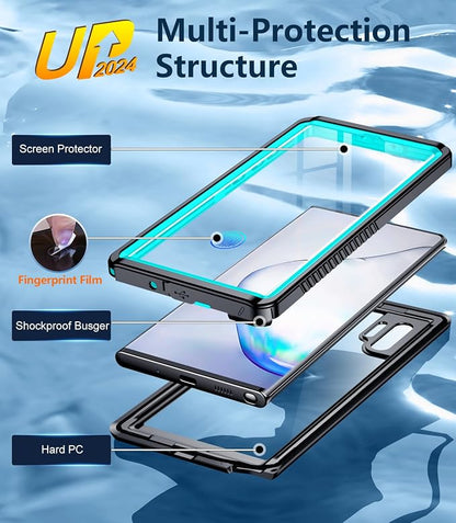 Temdan for Samsung Galaxy Note 10 Plus Case Waterproof, [Military-Grade Drop Protection] [IP68 Underwater] Full Body Heavy Duty Rugged Shock-Proof Case for Note 10 Plus 6.8''-Teal