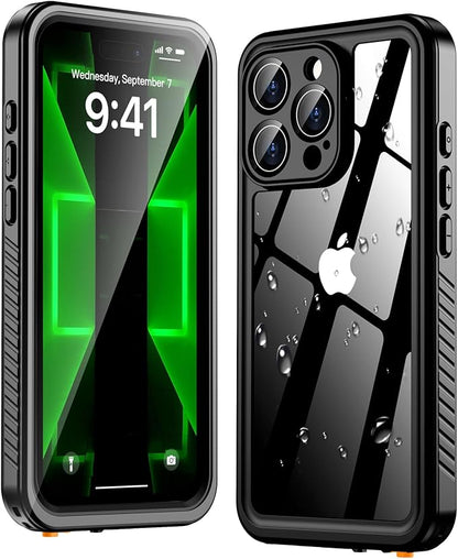 Oterkin Waterproof Case for iPhone 16 Pro Case, 360° Full Body Rugged 16 Pro Phone Cover with Built-in HD Screen & Camera Protector [12FT Military Grade Protection] Shockproof (Black)