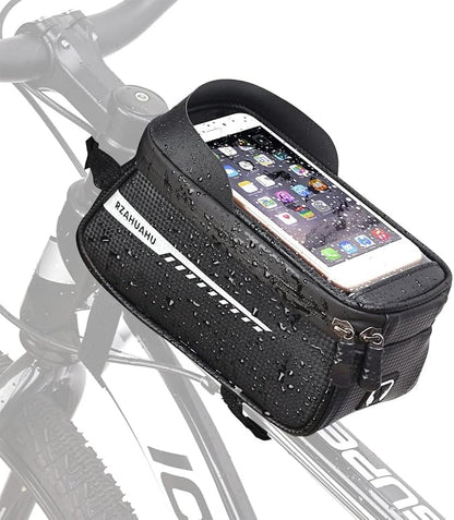 ENGWE Ebike Front Frame Bag for Mountain Bicycles,Compartment with TPU Phone Pocket Screen, Big Storage Waterproof Bike Bag, Phone Pouch for Iphone X/Max,Iphone 11 Pro Max 8plus Below 6.5''