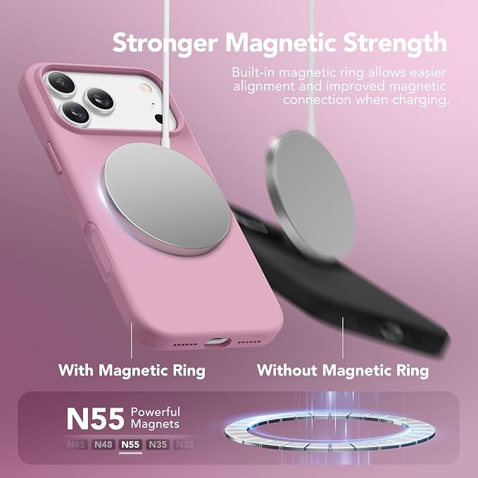 GONEZ Magnetic for iPhone 17 Pro Max Case, Compatible with MagSafe, [Screen Protector + Camera Lens Protector], Liquid Silicone Anti-Scratch Shockproof Protective Phone Case 6.9 inch, Blackcurrant