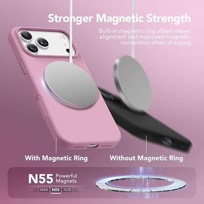 GONEZ Magnetic for iPhone 17 Pro Max Case, Compatible with MagSafe, [Screen Protector + Camera Lens Protector], Liquid Silicone Anti-Scratch Shockproof Protective Phone Case 6.9 inch, Blackcurrant