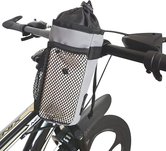Caudblor Bike Water Bottle Holder Bag for Kid Adult, Insulated Bicycle Coffee Cup Holders with Phone Storage, Black Handlebar Drink/Beverage Container for Walker/Cruiser/Exercise/Mountain Bike