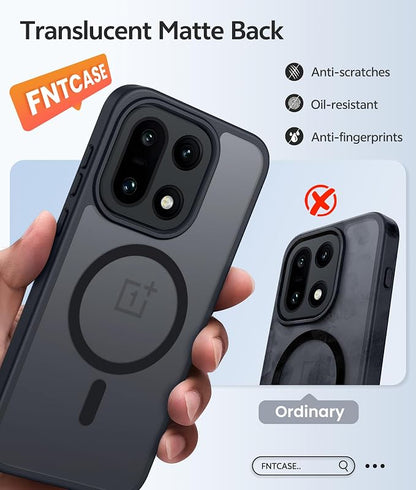 FNTCASE for Oneplus 15 Case: Magnetic Matte Translucent Frosted Slim Shockproof Cell Phone Cover | Durable Screen Protector | Military Grade Protection Drop Proof Protective Cases, 6.78 inches