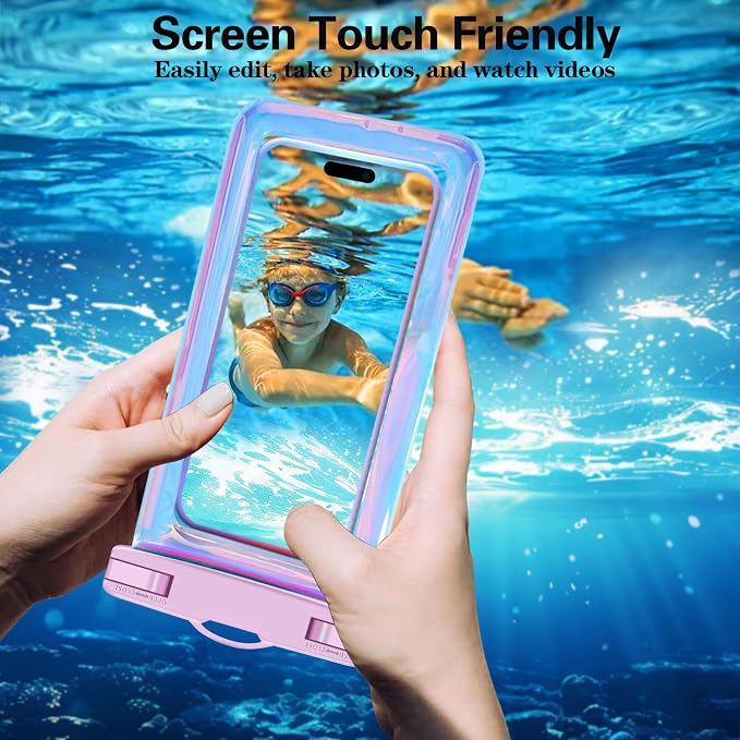 Up to 8.3" 2 Pack Iridescence Universal Waterproof Phone Pouch, Large Phone Waterproof Case Dry Bag, Protection Level: IP68, Outdoor Sports for Apple iPhone,Samsung,and More, Iridescence 2 Pack