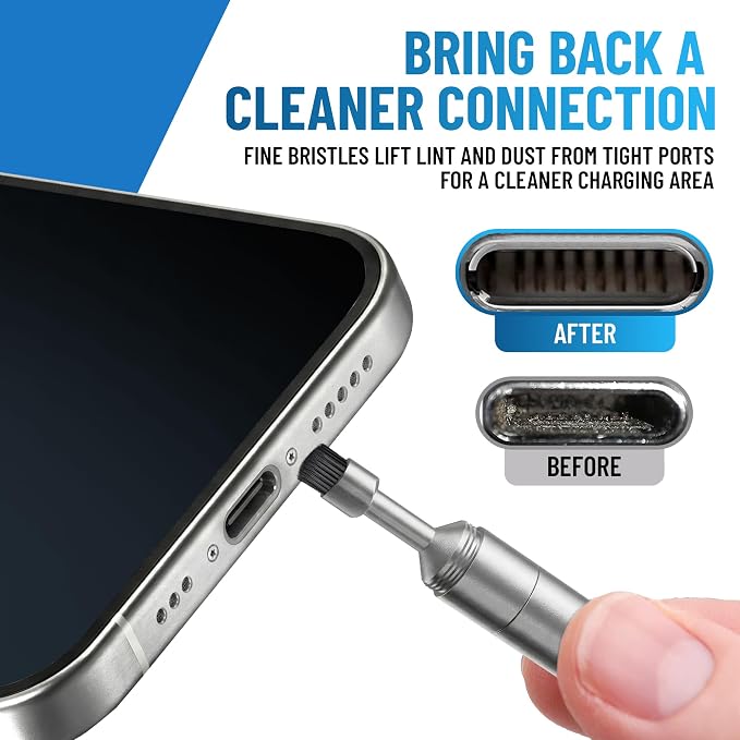 PortPlugs SIM Tray Ejector Tool + Charging Port Cleaning Brush for Phones & Earbuds - SIM Card Removal Tool, Reset Pin, AirPods Utility