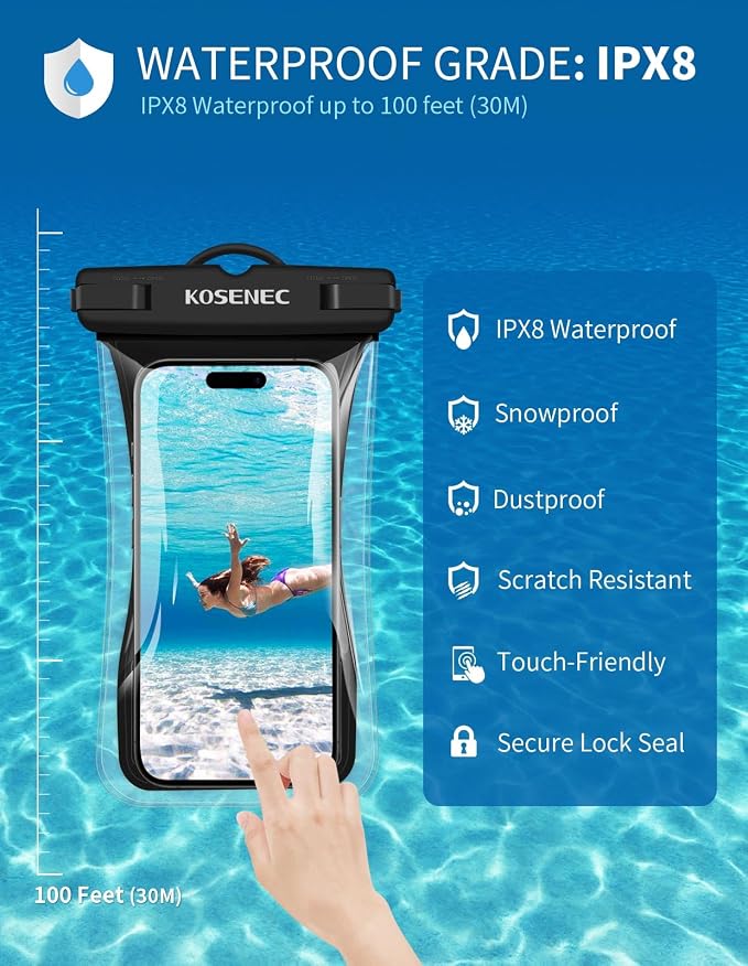 Waterproof Phone Case with Lanyard, Universal Waterproof Phone Pouch Floating[2 Pack], 2025 Phone Water Protector Pouch for Vacation Beach Pool Kayak Cruise Travel Essentials Accessories