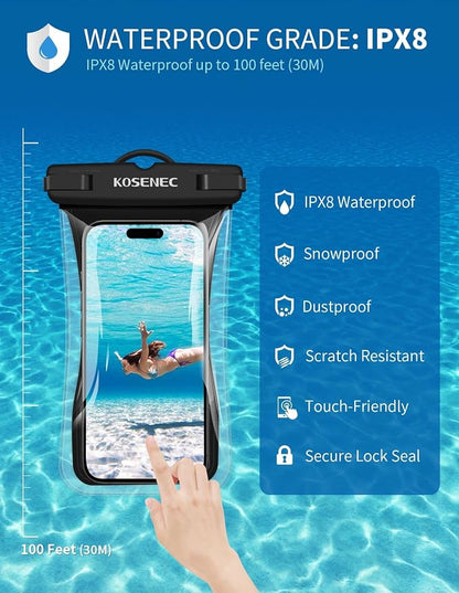 Waterproof Phone Case with Lanyard, Universal Waterproof Phone Pouch Floating[2 Pack], 2025 Phone Water Protector Pouch for Vacation Beach Pool Kayak Cruise Travel Essentials Accessories