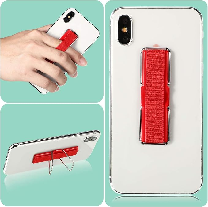 Weewooday 9 Pieces Finger Strap Phone Holders Elastic Phone Strap Stands Phone Handle Grips Elastic Finger Holders Finger Strap Stands for Smartphones, Small Tablets, 9