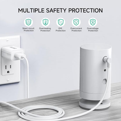 OLAIKE Indoor/Outdoor Power Adapter Ring Stick Up Cam Battery 3rd Gen/2nd Gen/Plug-in, Weatherproof Cable(5m/16ft) to Continuously Charge Camera (No Camera), White