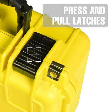 Jack Boss 14x 11.5x 6.5 Inch Hard Case, Portable Weather Waterproof Protective Camera Case with Customizable Foam, Fit Use of Drones, Camera, Equipments, Yellow