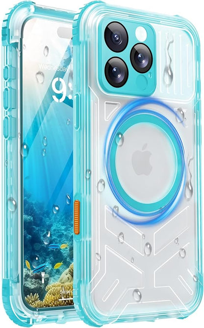for iPhone 16 Pro Max Waterproof Case with Magsafe, Built-in [Camera & Screen Protector] [Lanyard], IP68 Water Proof Full Body Dustproof Heavy Duty Frosted Protective Phone Cover, 6.9" Teal