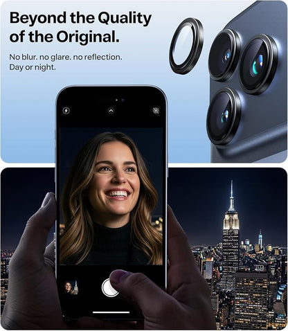 TORRAS 3-Year Ultimate Durability for iPhone 17 Pro Max/17 Pro Camera Lens Protector-1:1 Invisible Fit & Ultra Clarity, Military-Grade 9H+ Aerospace Glass Anti-Scratch Easy Installation,Black