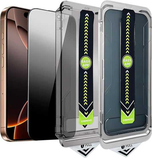 2 Pack 25° Ultra Privacy Screen Protector for iPhone 16 Pro Max, [Auto-Dust Removal and Auto-Alignment], Wide-Angle Anti-Spy Tempered Glass Film, Easy and Quick Installation