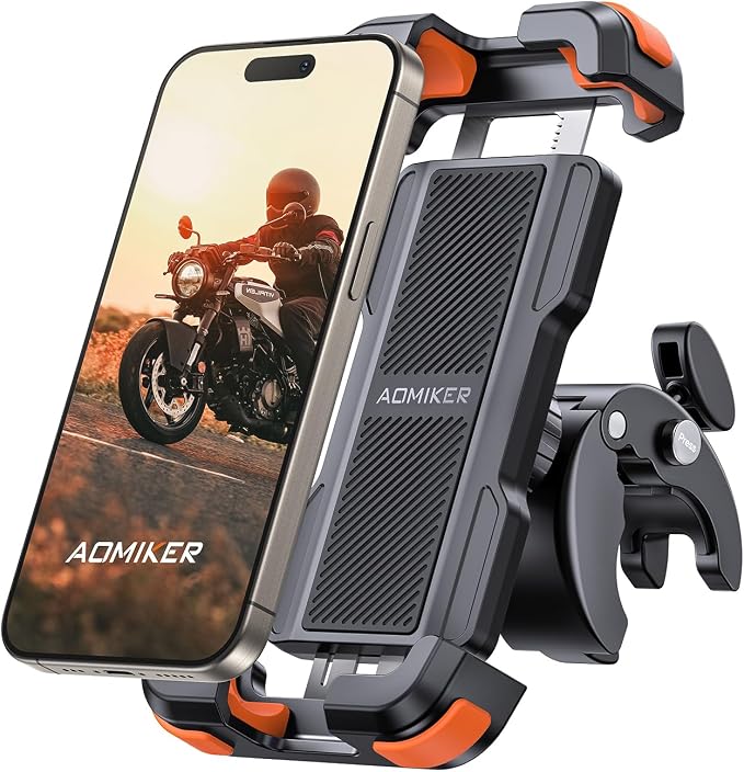 Aomiker Bike Motorcycle Phone Holder Mount - [2025 Quick Release] Bike Phone Holder Handlebar Clamp, Bicycle Scooter Phone Clip for iPhone 15 14 13 12 11 Pro Max Plus Mini, 4.7-6.8" Smartphone