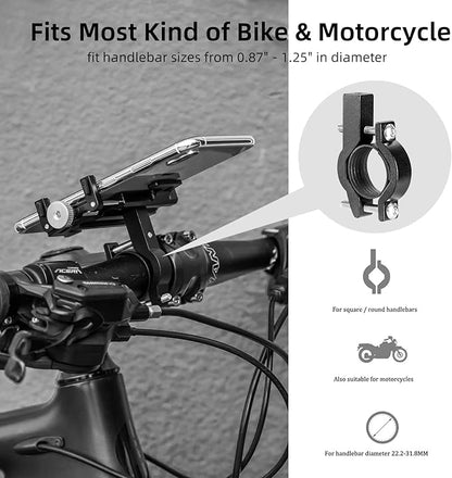 ROCKBROS Bike Phone Holder, Motorcycle Phone Mount, Anti-Shake Cell Phone Holder, 360° Adjustable for iPhone 16, 15 Pro Max/Plus, S9, S10 and More 4.7" to 7" Smartphones，Red