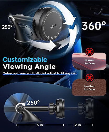 iOttie Velox Pro Qi2.2 25W Fast Charging Magnetic Wireless Car Charger, Dash & Windshield Mount, Built-in Fan Cooling, for iPhone 12/13/14/15/16/17, USB-C Cable & 45W Car Charger Included