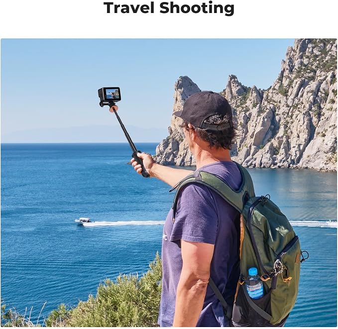K&F CONCEPT 33.5cm/13.2" Selfie Stick Tripod, Portable Vlog Handle Grip Action Camera Selfie Stick for GoPro Hero 13/12/11/10/9/8/Max, DJI Osmo Action 5/4/3/2/1. (Black)