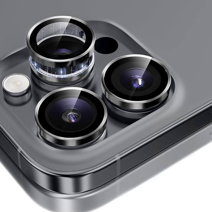 GolbinBox Camera Lens Protector for iPhone 17 Pro Max/17 Pro/16 Pro Max/16 Pro, 1:1 Invisible Fit, 9H Tempered Glass Ultra HD Metal Individual Camera Cover, Case Friendly, Black
