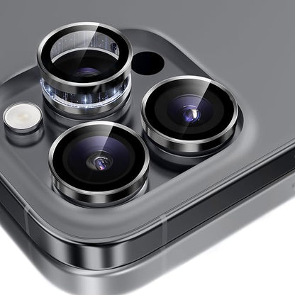 GolbinBox Camera Lens Protector for iPhone 17 Pro Max/17 Pro/16 Pro Max/16 Pro, 1:1 Invisible Fit, 9H Tempered Glass Ultra HD Metal Individual Camera Cover, Case Friendly, Black