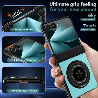 Hekodonk for Galaxy Z Flip 8 Case with 360 Rotatable Stand,[Compatible with MagSafe][Front Screen Protector],Magnetic Ring Holder with Hinge Protective Case for Samsung Z Flip 8,Bight Celeste