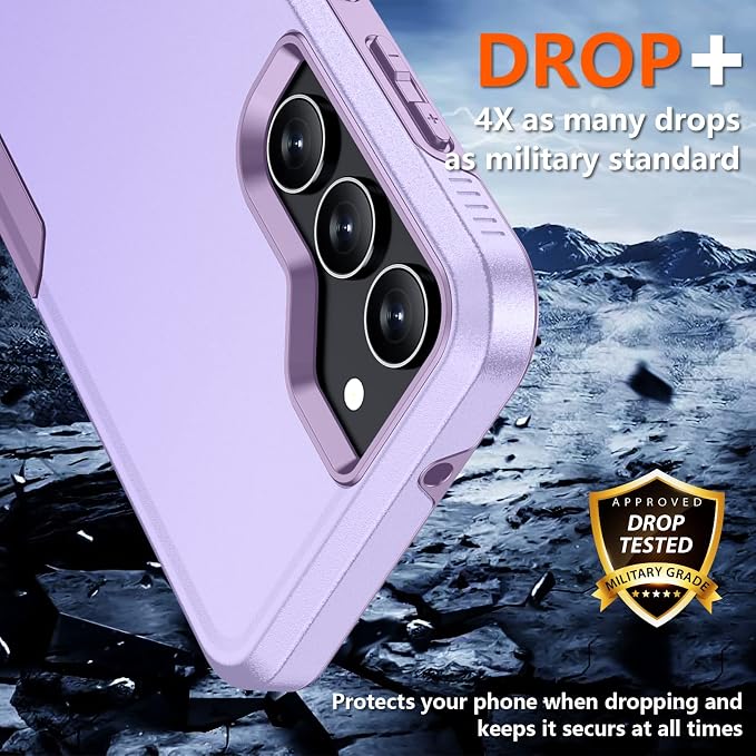 SPIDERCASE Designed for Samsung Galaxy S23 Case, [10 FT Military Grade Drop Protection], 2 Pack [Tempered Glass Screen Protector+Camera Lens Protector] Heavy Duty Shockproof Case, Purple