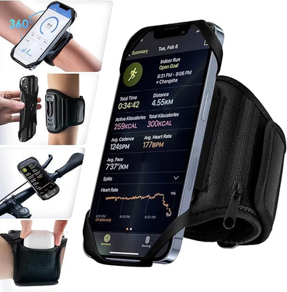 Cikyner Running Armband, 3 in 1 360° Rotatable & Detachable Sports/Bicycle Phone Holder for 4.5-7'' Smartphones, Ideal for Gym, Jogging, Hiking