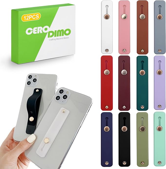 12-Piece Universal Phone Loop Finger Strap Holder, Portable Silicone Grip Strap for Phone Cases, Telescopic Finger Loop (Assorted Colors)