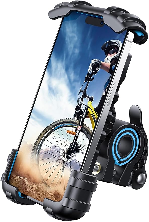 Lamicall Bike Phone Holder, Motorcycle Phone Mount - Motorcycle Handlebar Cell Phone Clamp, Scooter Phone Clip for iPhone 14 Plus/Pro Max, 13 Pro Max, S9, S10 and More 4.7" - 6.8" Smartphones, Blue