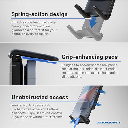 ARKON Mounts Adhesive Phone and Tablet Car and Truck Mount | Universal Phone Holder | Adhesive or Drill Mount | Compatible with iPhone, Galaxy, Note, Pixel, and more