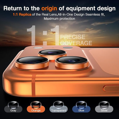 LK for iPhone 17 Pro/17 Pro Max Camera Lens Protector [Top 9H+ Military Grade Shatterproof] One-Click Installation, Ultra-Tough HD, Individual Lens Protectors Scratch-resistant, Cosmic Orange