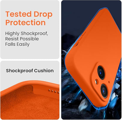 FireNova Designed for iPhone 14 Case, Silicone Upgraded [Camera Protection] Phone Case, Soft Anti-Scratch Microfiber Lining Inside, 6.1 inch, Neon Orange