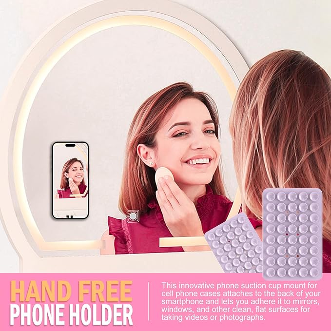 Double Sided Silicone Suction Phone Holder Mount, Silicon Accessory for iPhone and Android, Hands-Free Mirror Shower Phone Holder, TikTok Videos and Selfies (Combo E)