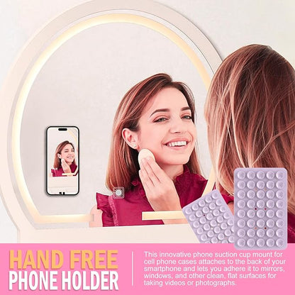 Double Sided Silicone Suction Phone Holder Mount, Silicon Accessory for iPhone and Android, Hands-Free Mirror Shower Phone Holder, TikTok Videos and Selfies (Combo E)