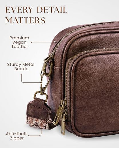 Crossbody Bags with Built-in Wallet, Anti-Theft Travel Purse with Card Slots, Trendy Vegan Shoulder Bag for Women Men