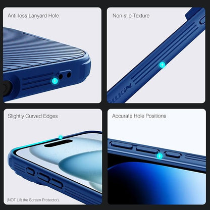 Nillkin for iPhone 16 Pro Max Case with Slide Camera Cover, [Full Camera Protection][Anti-Scratch] Military-Grade Protection, Anti-Fingerprint, Slim Phone Case for iPhone 16 Pro Max 6.9'' Blue