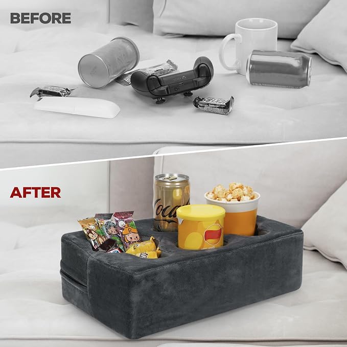 Couch Cup Holder Pillow,Couch Drink Holder,Octagon Couch Caddy for Coffee Cup,Phone,Remote,Couch Cup Holder Tray for Bed,Car,Sofa,Table