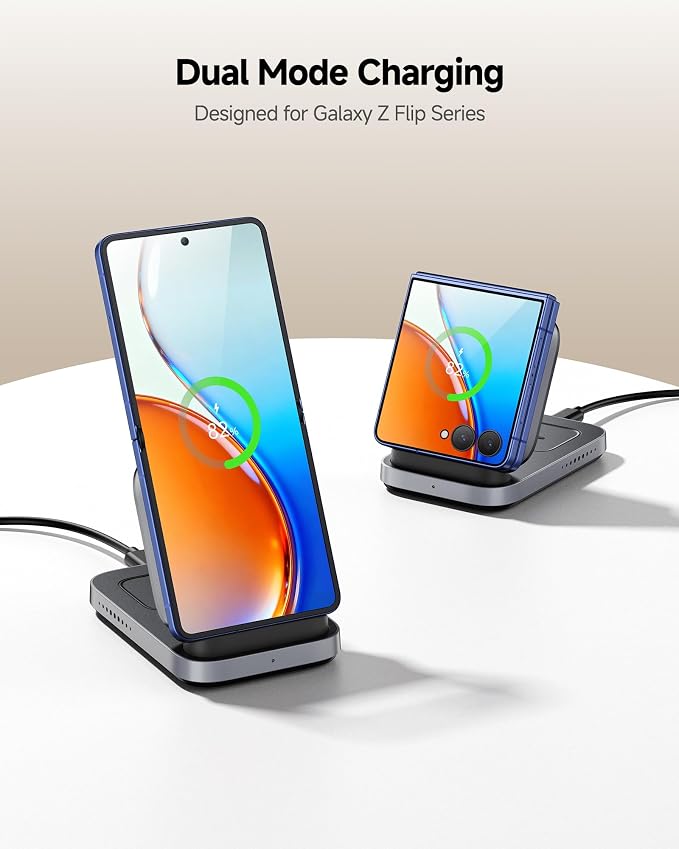 SwanScout Wireless Charger for Samsung Z Flip 7/7 FE/6/5/4/3, 3-in-1 Charging Station for Galaxy Watch 8 Classic/8/Ultra/7/FE/6/5/4, for Motorola Razr 60/50/40, SwanScout 713F (NO Adapter)