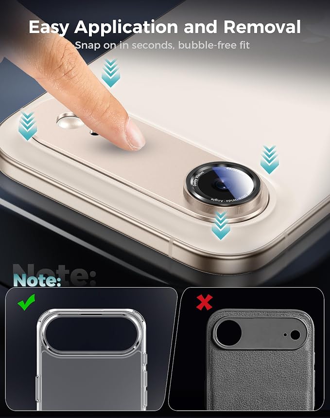 Goton Compatible for iPhone Air Camera Lens Protector 2025, 1-Pack Aluminum Alloy Metal Cover with HD Tempered Glass for iPhone 17 Air, Pro Camera Style, Shatter-Resistant, Scratch-Proof