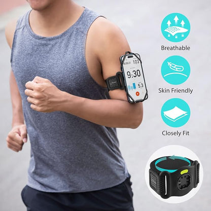 Bone Run + Bike Tie Connect Kit 2, 2-in-1 Running & Bike Phone Holder, Detachable & Rotatable 360° Sport Armband & Phone Mount Compatible with Most Smartphones (Stem/Armband 2-in-1 Connection Kit)