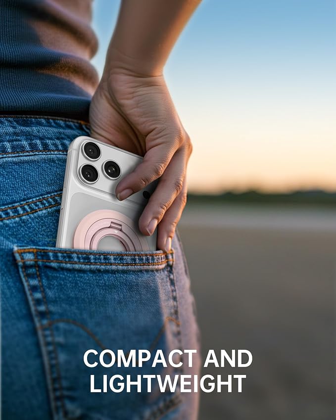 SYNCWIRE for MagSafe Ring Phone Holder, 360° Rotation Magnetic Cell Phone Grip Dual-Sided Magnets Phone Ring Kickstand Compatible with iPhone 17 16 15 14 13 12 Pro Max MagSafe, Android, Samsung etc.