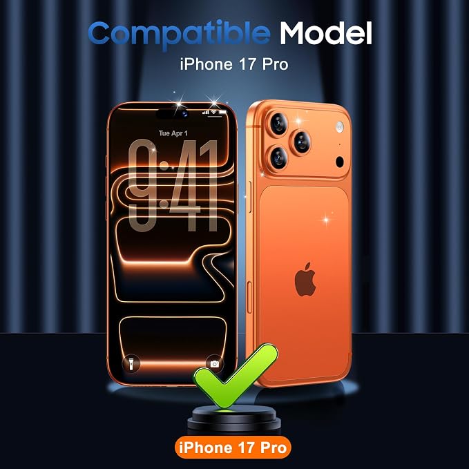 UniqueMe for 3 Pack iPhone 17 Pro Camera Lens Protector - [Drop Protection] [Case Friendly] 9H Tempered Glass Camera Cover Screen [Update New Version] - All Orange