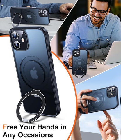 Chicfun 3-in-1 [Magnetic+Kickstand+Ring Holder] Compatible with iPhone 12/12 Pro Case Stand Ring Holder Compatible with MagSafe, Military Shockproof for iPhone 12/12 Pro Phone Case Cover Black