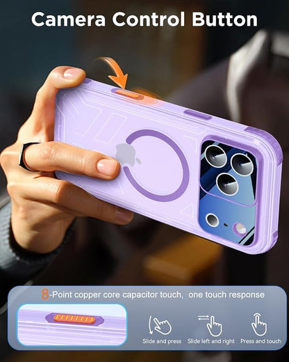 for iPhone 17 Pro Waterproof Case with Magsafe, Built-in [Privacy Screen Protector] [Lanyard], IP68 Water Proof Full Body Dustproof Anti-Spy Frosted Protective Phone Cover, 6.3" Purple