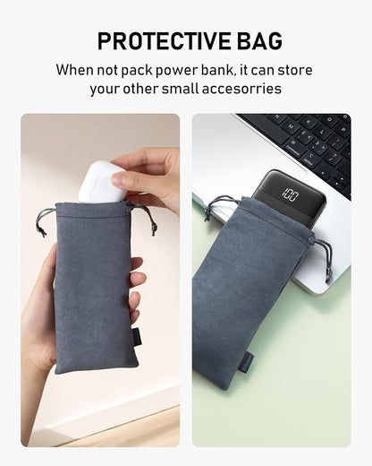 charmast Portable Charger with Built in Cables, 10000mAh Slim Power Bank, 15W USB C in&Out Port High Speed Charging External Charger, Battery Pack Compatible with iPhone 16 15 13 Samsung Google iPad
