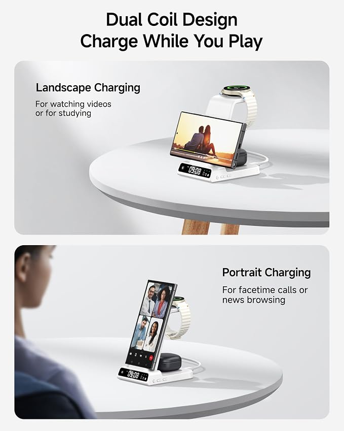 Wireless Charger for Samsung, 3 in 1 Wireless Charging Station for Samsung Galaxy S25 Ultra/S24 Ultra/S23/S22/Note 20/Z Flip 6/Fold 6, Charger for Samsung Galaxy Watch Ultra/8/7/6, Galaxy Buds 3/3 Pro
