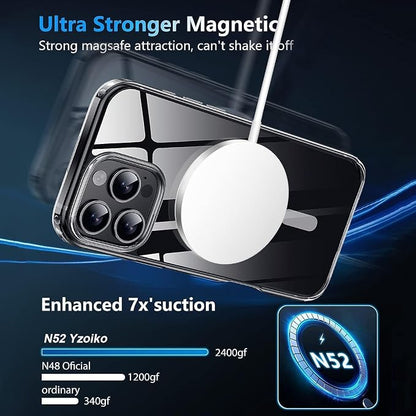 Strong Magnetic for iPhone 16 Pro Max case [10Ft Military-Grade Protection] Compatible with MagSafe Shockproof Slim Thin Cover case for iPhone 16 Pro Max 6.9 inch, Translucent