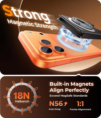 Compatible with Magsafe Wallet 3 Cards Holder [20X Strong Magnet] Magnetic Phone Grips Stand Mount Dual Ring 360° Rotation Desk Cellphone Fits for iPhone 17/16/15/14/13/12 Pro Max