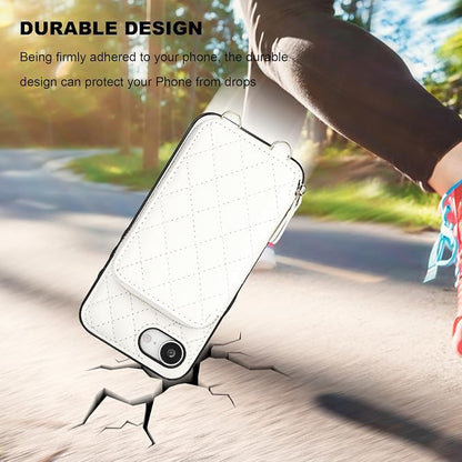 Bocasal Crossbody Wallet Case for iPhone 17e/16e, RFID Blocking PU Leather Zipper Handbag Purse Flip Cover, Kickstand Folio Case with Card Slots Holder Wrist Strap Lanyard 6.1 Inch 5G (White)